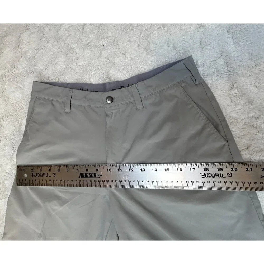 Adidas Golf Men's Casual Flat Front Shorts Size 32 Beige Stretch Pockets Outdoor
